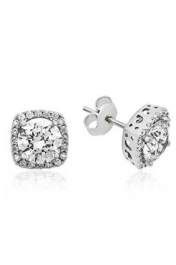 norsary Silver Square Mounted Diamond Model Earrings