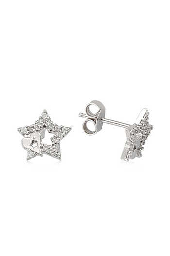 norsary Silver Studded Star Earrings