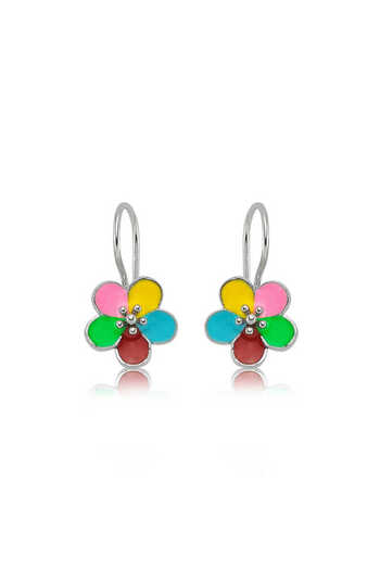 norsary Silver Dangle Flower Children's Earrings