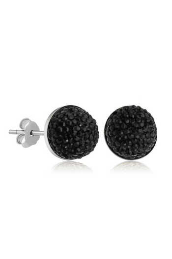 norsary Silver Black Crystal Studded Women's Earrings