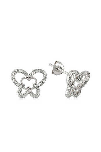 norsary Silver Studded Butterfly Earrings