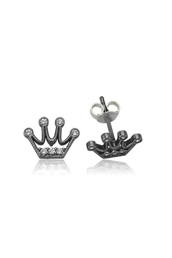 norsary Silver Queen Crown Studded Earrings
