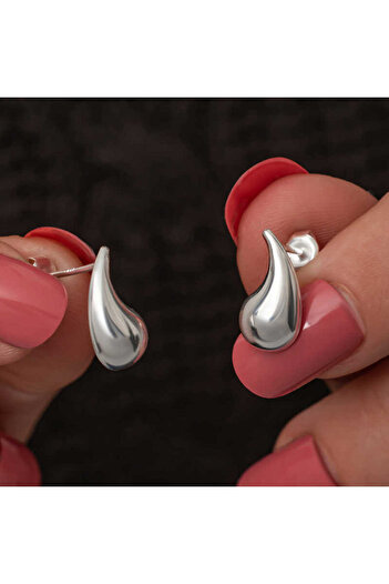 norsary Silver Tear Drop Studded Women's Earrings