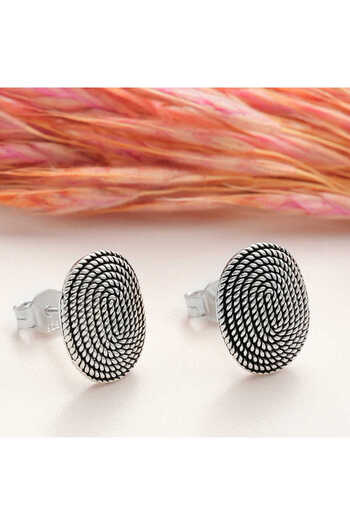 norsary Silver Oval Studded Women's Earrings