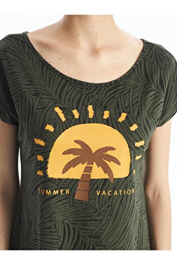 LC Waikiki Crew Neck Printed Short Sleeve Women's Beach Dress (S4)