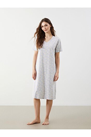 LC Waikiki V-Neck Floral Women's Nightgown (S5)