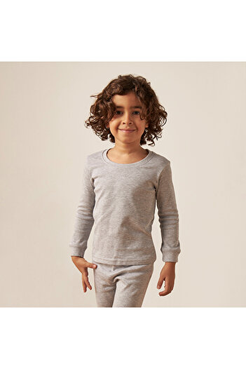 Juniors Solid Thermal T-Shirt And Pyjama Set