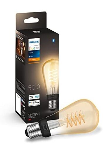 Philips Hue White Filament Regular ST64 LED Smart Light Bulb 1 Pack [E27 Edison Screw], with Bluetoo