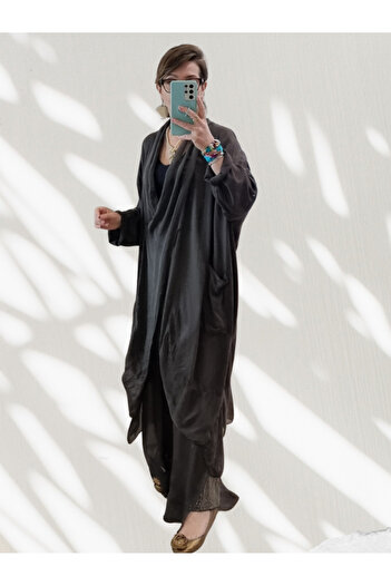 pudubutik Silk Collar Italian Tunic Brown