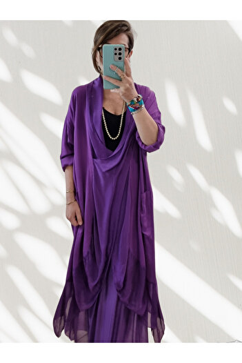 pudubutik Silk Collar Italian Tunic Purple