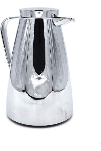 emsa Salsa Chrome Flask 1L – Quick Press Lid, Insulated Carafe for Hot & Cold Drinks