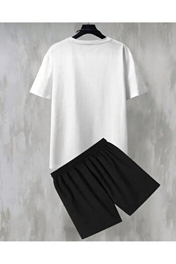 ModaSphere Oversize Crew Neck Bottom Top T-Shirt Shorts Los Angeles Printed Double Set