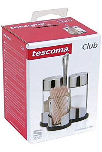 TESCOMA Club Salt & Pepper Shakers with Toothpick Holder – Elegant Tabletop Set