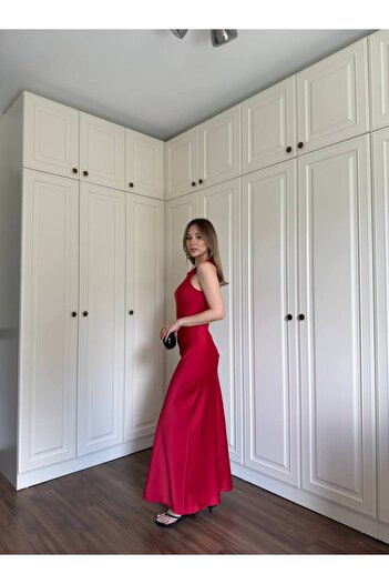Khloe Halter Neck Satin Fabric Dress