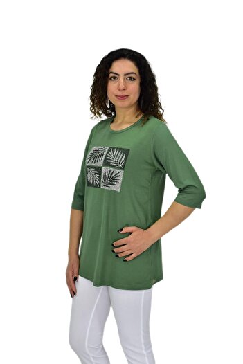 Caftan Γυναικεία κοντομάνικη πέτρινη μπλούζα BGL-ST04710