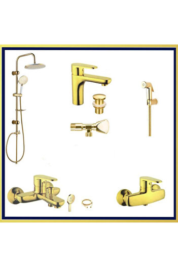 AKSU Complete Gold Bathroom Set - Golden Offer