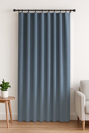 Luvora Home Nova Series Pleatless Linen Background Curtain - Indigo