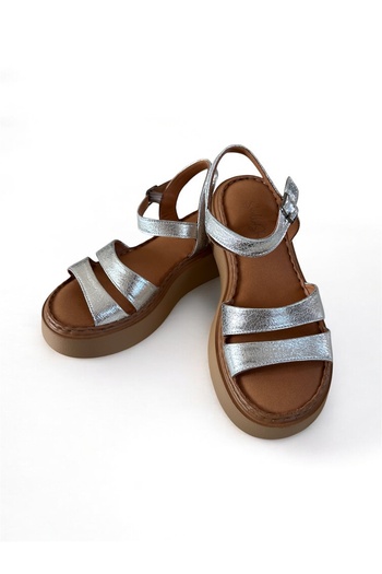 sorella Women's Orthopedic Sole Gold/Silver Genuine Leather Sandals - Sorti̇e