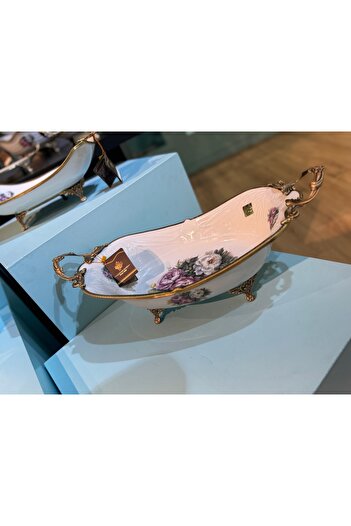 hediye Esterhomedecor Pedestal Presentation Plate 45*23*18cm Flower Presentation Plate with Handles