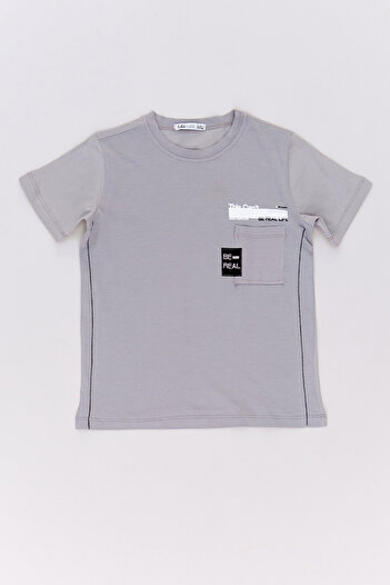Fulla Moda 100% Cotton Text Printed Boys' T-Shirt with Pockets