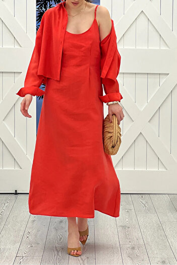 My Blog Pomegranate Flower Modal Shirt Dress Suit - 51153