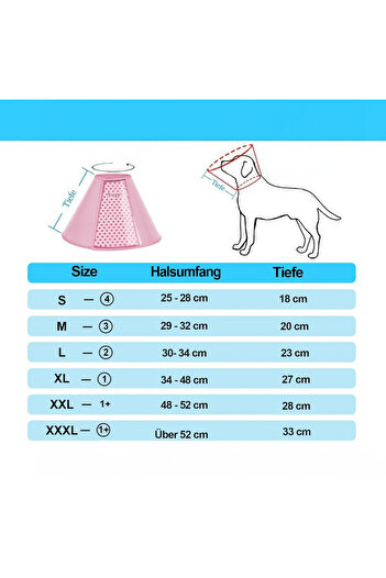 Supet protective dog collar, PVC, pink/white/blue, size M