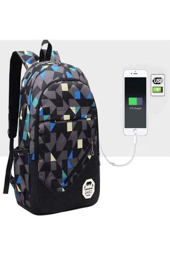 fulina 3Pcs Geometric Print Boys Backpack and Lunchbox Set for School Kids,Backpack for Elementary School