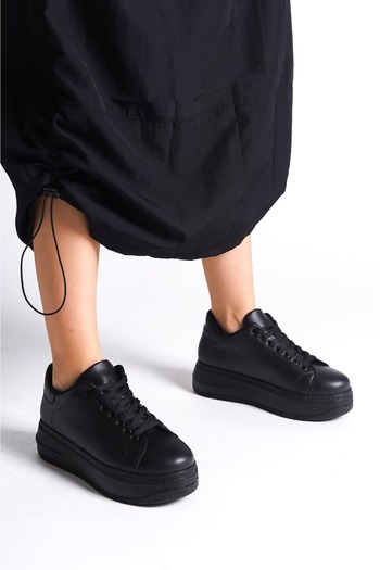 Joy Ayakkabı Biana Lace-Up Orthopedic Sole Women's Sneaker Sports Shoes Cst - Black
