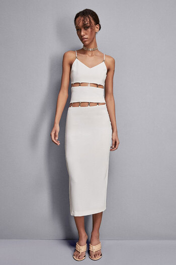 Patrizia Pepe SKIRT WITH CUTOUT AT WAIST - - 40, WHITE