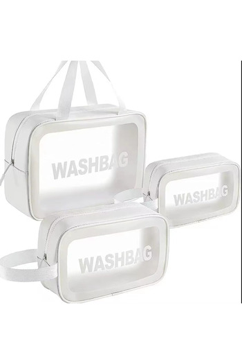 zola Set 3 genti pentru cosmetice, impermeabile, 30 x 21 x 10 cm/ 25 x 15 x 8 cm/ 20 x 12 x 7 cm, alb