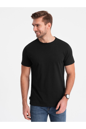 OMBRE Pánské klasické bavlněné tričko BASIC - černé V1 OM-TSBS-0146 XXL