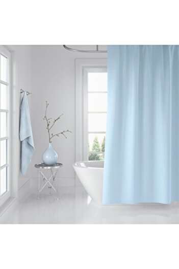Tropikhome Shower Curtain with 12 Rings, Size 180x200cm Blue