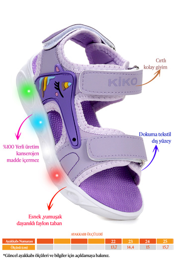 KARAMAZI Karamazı Kids Unicorn Daily Lighted Velcro Baby Girl Sandals Shoes