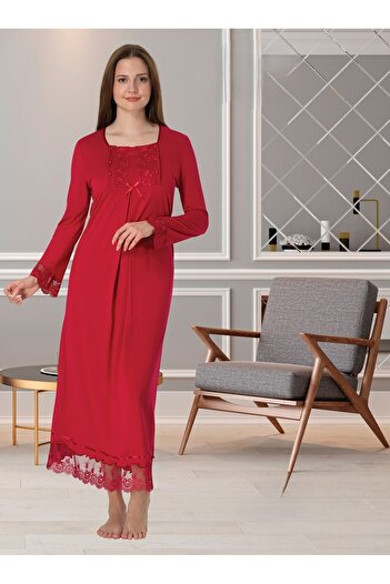 BLACKMORE Fuchsia Special Lace Design Maternity Nightgown