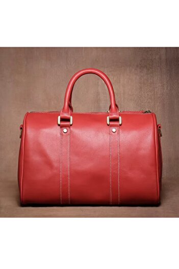 delis Unisex travel bag, Rayanor GT3306, genuine leather, Red