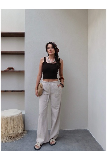 ESRAHELVACI Stone Linen Cord Pants