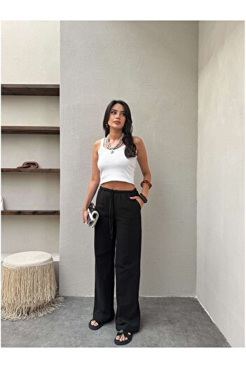 ESRAHELVACI Black Linen Cord Pants