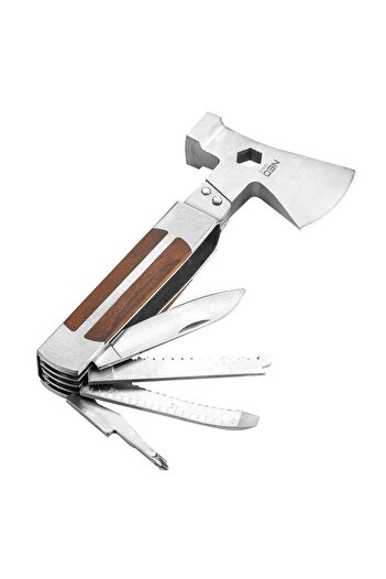 NEO Tool, multifunctional knife, 11 in 1, Survival model, wooden handle,