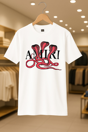 SELF CONTROL Red Snake Printed Oversize Unisex 100% βαμβακερό μπλουζάκι με αναπνεύσιμο χοντρό ύφασμα