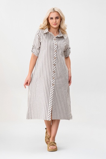 Bold & Young Women's Pocket Striped Cotton Button Slit Shirt Dress