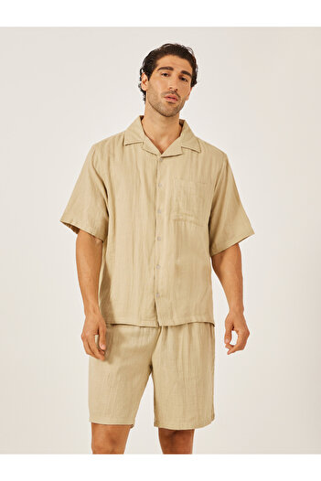 Styli Solid Short Sleeve Relaxed Fit Shirt and Shorts Co-Ords