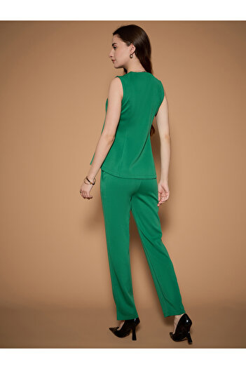 Kassually By Styli Solid Peplum Style Waistcoat and Slim Fit Pants Co-Ords