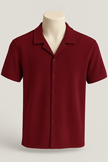 LC Waikiki Waffle Fabric Ironing Unwilling Short Sleeve Button down Summer Premium Men's Shirt