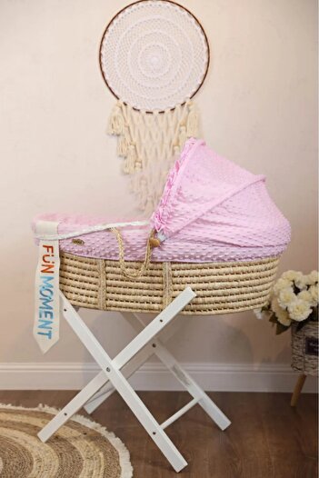 Fun Moment Moses Basket Pink + Base