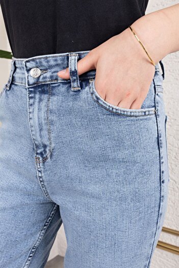 Tesettür Dünyası Pocket Cut Long Jeans Tsd250160 Light Blue