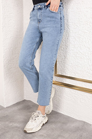 Tesettür Dünyası Pocket Cut Long Jeans Tsd250160 Light Blue