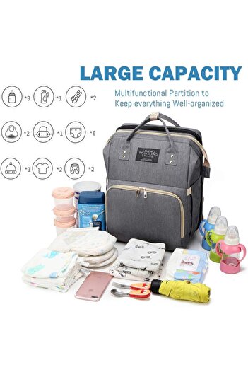 Yelajoy Mommy Diaper Bag Backpack,Changing Station Mosquito Net & USB Charging Port,900D Waterproof,Gray