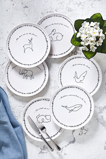Fecra Animal 6 Piece Cake Plate Set