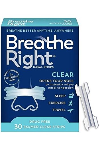 Breathe Right Original Nasal Strips Clear Sm/Med For Sensitive Skin, 30 ct