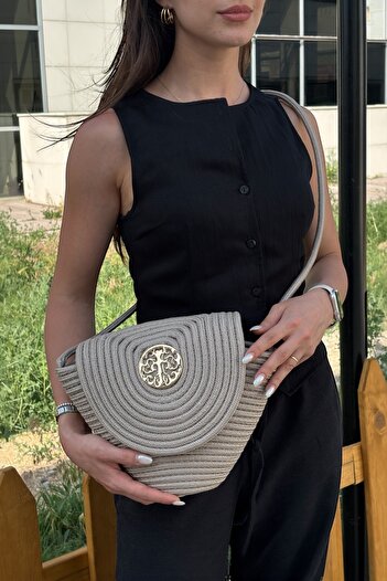 MaVaux Lunera Stylish Accessory Detailed Straw, Front Detailed Crossbody Bag, Casual & Summer Style